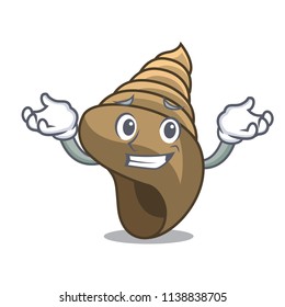 Grinning spiral shell character cartoon