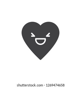 Grinning Squinting emoticon vector icon. filled flat sign for mobile concept and web design. Grinning heart face character emoji solid icon. Symbol, logo illustration. Pixel perfect vector graphics