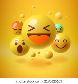 Grinning squinting face emoji design, vector illustration. Concept for community people teamwork