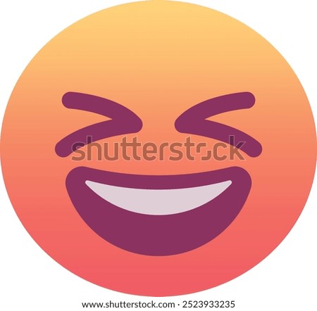 Grinning squinting face emoji icon. Trendy colors, popular element for social media and digital designs. Emoticon, isolated element.