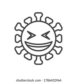 Grinning squinting face emoji line icon. linear style sign for mobile concept and web design. Coronavirus emoticon outline vector icon. Symbol, logo illustration. Vector graphics