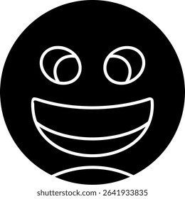 Grinning Squinting Face Glyph Vector Icon Design