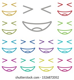 Grinning, squinting multi color icon. Simple thin line, outline vector of emotion icons for ui and ux, website or mobile application