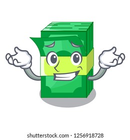 Grinning stack of dollars isolated on mascot
