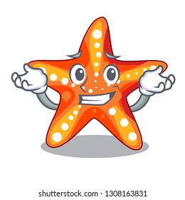 Grinning starfish in the cartoon shape funny