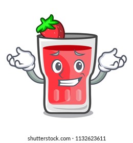 Grinning strawberry mojito character cartoon