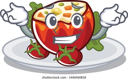 Grinning stuffed tomatoes isolated in the mascot