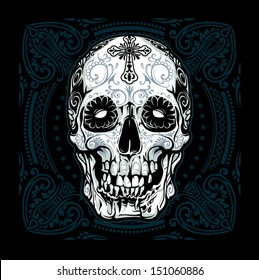 Grinning Sugar Skull Blue