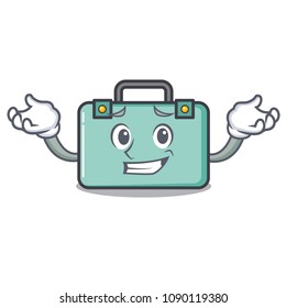 Grinning suitcase character cartoon style