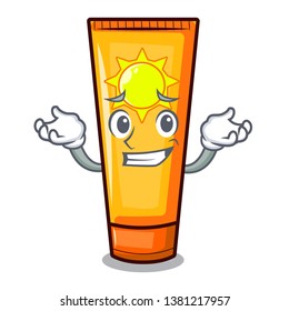 Grinning sun cream isolated in the character