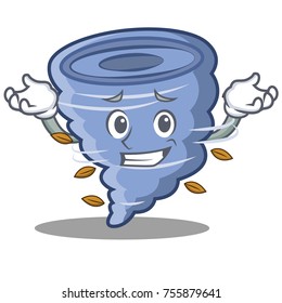 Grinning tornado character cartoon style