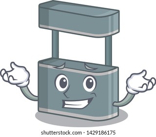 Grinning trade stand in the character shape