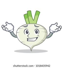 Grinning turnip character cartoon style