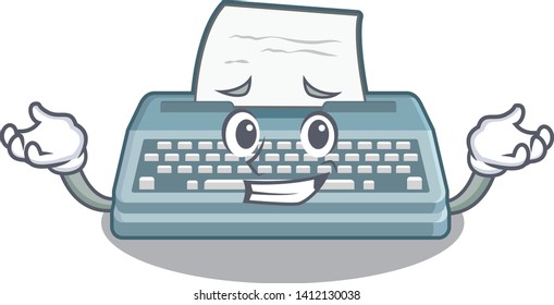 Grinning typewriter isolated with in the cartoon