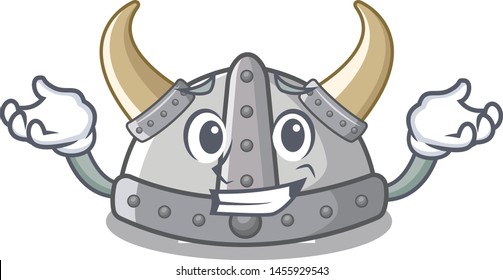 Grinning viking helmet in the cartoon shape