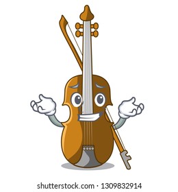 Grinning violin in the shape cartoon wood