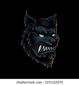 The Grinning Werewolf Head Illustration