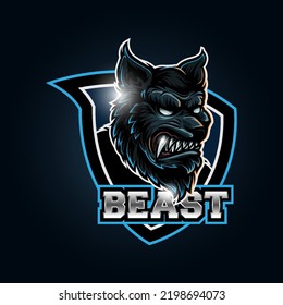 The Grinning Werewolf Head Logo Esport