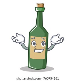 Grinning wine bottle character cartoon
