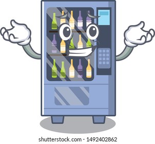 Grinning wine vending machine on a mascot