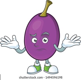 Grinning winne fruit with mascot for beverage