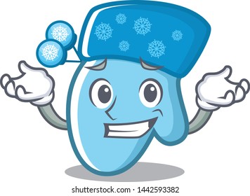 Grinning winter gloves isolated in the mascot
