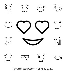 Grinning, con, corazón, ojos icono de vector plano en el paquete de emociones