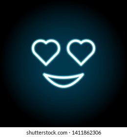 grinning, with, hearth, eyes neon icon. Simple thin line, outline vector of Emotion icons for UI and UX, website or mobile application