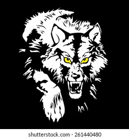 Grinning wolf. Vector illustration.