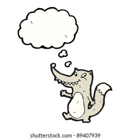 grinning wolf waving cartoon