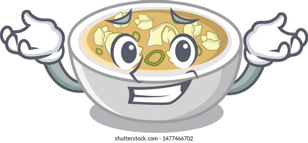 Grinning wonton soup isolated in the character