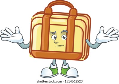 Grinning work suitcase cartoon for equipment office.