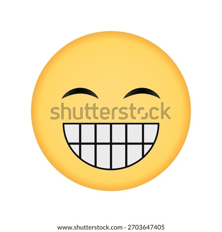 Grinning yellow emoji face with squinting eyes and showing teeth