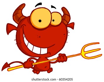 Grinning Yellow Eyed Red Devil Horns Stock Vector (Royalty Free ...