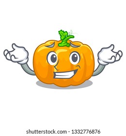 Grinning yellow pumpkin in the cartoon shape