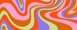 Grioovy Psychedelic Wave Background For Banner Design. Retro 60s 70s Psychedelic Pattern. Modern Wave Retro Abstract Design. Rainbow 60s, 70s, Hippie Vector