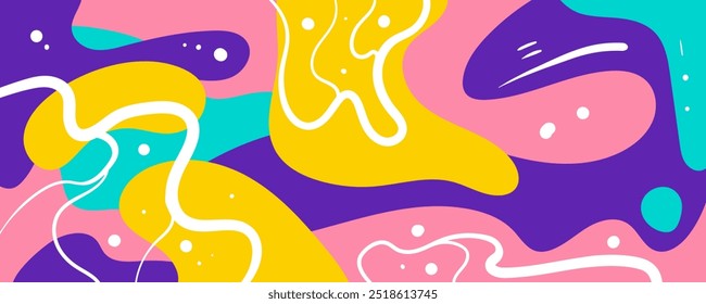Grioovy psychedelic wave background for banner design. Retro 60s 70s psychedelic pattern background with copy space for text, for banner, greeting card, poster and advertising