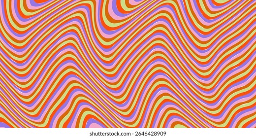 Fondo psicodélico de la onda de Grioovy para el diseño del Anuncio. Modelo psicodélico retro de los años 60 y 70. Diseño abstracto retro moderno de la onda. Rainbow 60s, 70s, Vector hippie