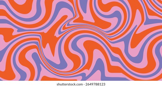 Grioovy psychedelic wave background for banner design. Retro 60s 70s psychedelic pattern. Modern wave retro abstract design. Rainbow 60s, 70s, hippie vector