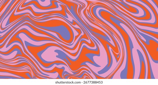 Grioovy psychedelic wave background for banner design. Retro 60s 70s psychedelic pattern. Modern wave retro abstract design. Rainbow 60s, 70s, hippie vector