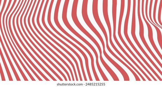 Grioovy psychedelic wave line background for banner design. Line Vintage 60s 70s psychedelic pattern. Modern wave retro abstract design. Wavy red line 60s, 70s, hippie vector.