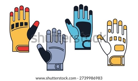 Grip Gloves Line art minimal colorful illustration