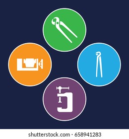 Grip icons set. set of 4 grip filled icons such as vice clamp