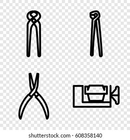 Grip icons set. set of 4 grip outline icons such as vice clamp