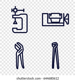 Grip icons set. set of 4 grip outline icons such as vice clamp