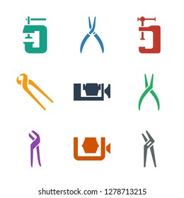 grip icons. Trendy 9 grip icons. Contain icons such as pliers, vice clamp. grip icon for web and mobile.