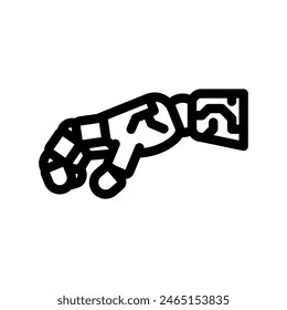 Vector de la línea de gestos de la mano del robot de agarre. símbolo de gestos de la mano del robot.