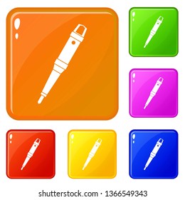 Grip of tattoo machine icons set collection vector 6 color isolated on white background