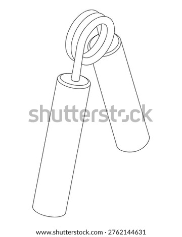 Grip trainer - hand drawn isometric black and white vector illustration.