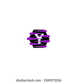 gripped hexagon with purple claw technology Y logo letter creative design concept.